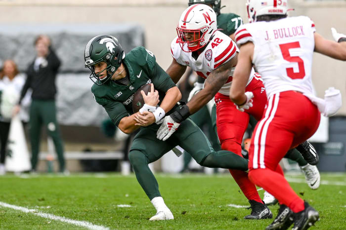 Mikai Gbayor sack 2023 Nebraska football vs Michigan State USATSI_21816122